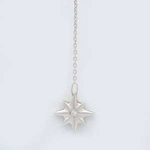 #29686 Colar Estrela em Ouro Branco 18K com Brilhantes (50 cm)