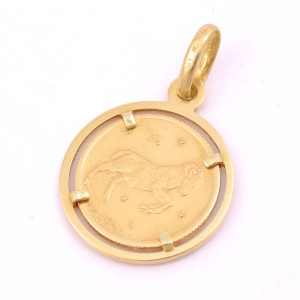 #33757 Medalha Aries Italiana em Ouro Amarelo 18K
