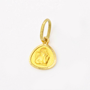 #37164 Medalha  Anjo da Guarda em Ouro Amarelo 18K