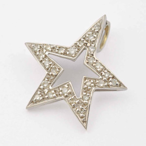 #37287 Pingente Estrela em Ouro Branco 18K com 24 Pontos de Brilhantes