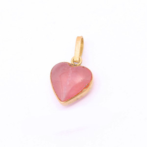 #39365-Pingente Coração em Ouro Amarelo 720 com Quartzo Rosa
