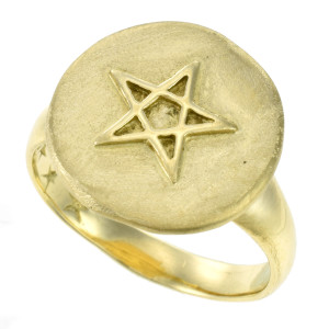 #21569 Anel H. Stern em Ouro Amarelo com Pentagrama
