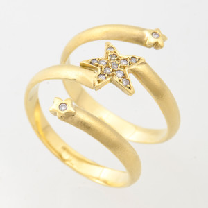 #29494 Anel Estrelas em Ouro Amarelo 16K com Brilhantes