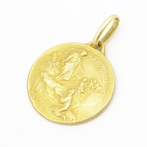 #30093 Medalha Italiana Nss. Sra. Montallegro Rapallo em Ouro Amarelo 18K