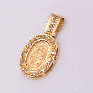 #33201 Medalha N. Sra. Das Graças em Ouro Amarelo 18K com Diamantes