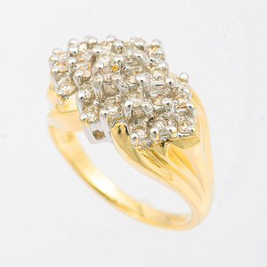 #34250 Anel em Ouro Amarelo 14K com Diamantes