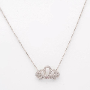 #36291 Colar Coroa Monte Carlo em Ouro Branco 18K com 33 Pontos de Diamantes (46 cm)