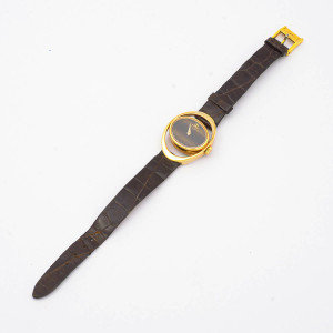 #38429 Relógio Baume & Mercier em Ouro Amarelo 18K com Couro, Olho de Tigre