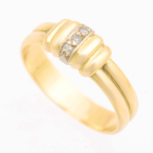 #39241-Anel em Ouro Amarelo 18k, Ródio com 3 Pontos de Diamantes