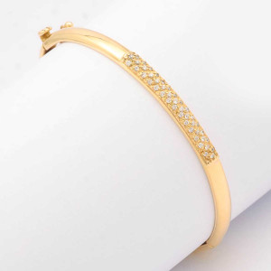 #39704-Pulseira Bracelete em Ouro Amarelo 18K com 43 Pontos de Brilhantes (17 cm)