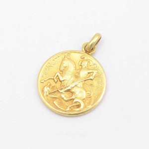 #39826-Medalha São Jorge em Ouro Amarelo 18K