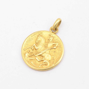 #39827-Medalha São Jorge em Ouro Amarelo 18K