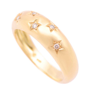 #40767-Anel Estrelas H. Stern em Ouro Amarelo 18K com 5 Pontos de Brilhantes